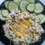 Boiled rice with cucumbers