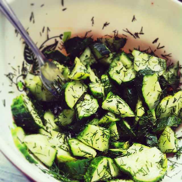 Salad from fresh cucumbers