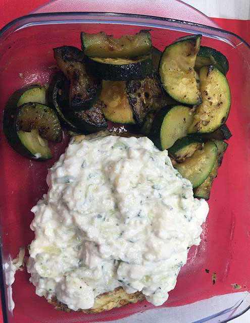 Zucchini and low fat cottage cheese for lunch with epiploic appendagitis