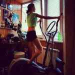 The exercise on the elliptical trainer