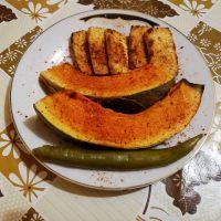 Delicious Baked Pumpkin With Chili Falkes And Tofu